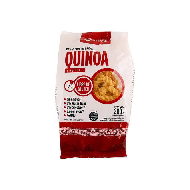 Pasta seca sin gluten fusilli quinoa Wakas 300 gramos