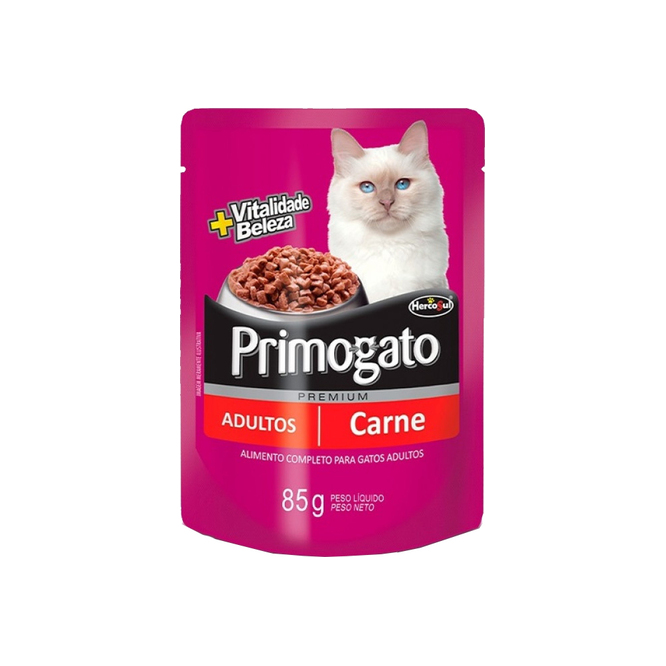 ALIMENTO P/GATO PRIMOGATO ADUL CARNE 85G