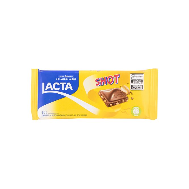 Tableta de chocolate con maní Shot Lacta 80 gramos