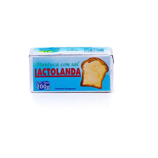 Manteca con sal barra Lactolanda 200 gramos