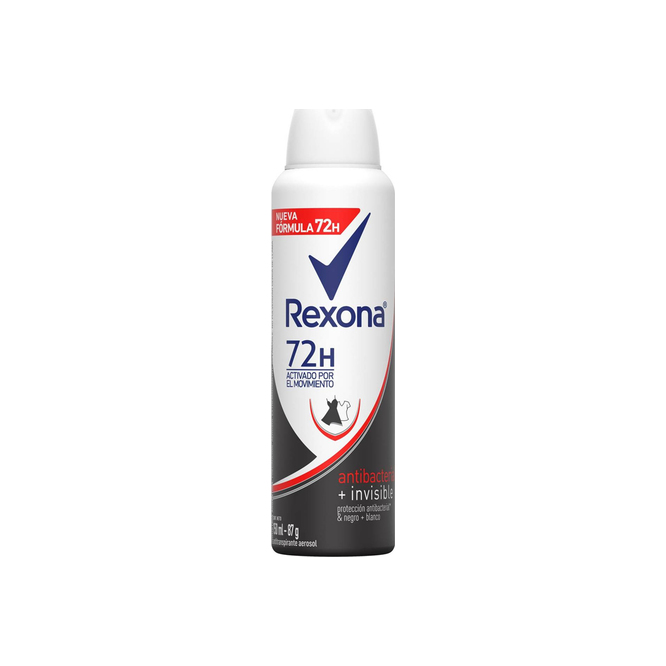 Desodorante antibacterial invisible en aerosol Rexona 150 ML