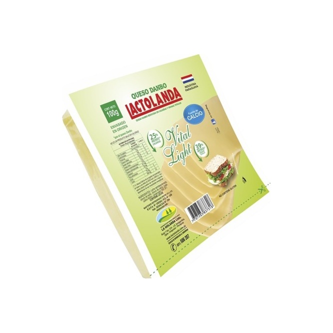 Queso dambo feteado vital light paquete Lactolanda 100 gramos