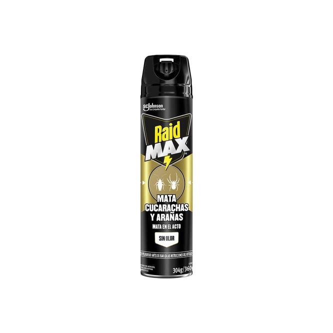 Insecticida aero mata cucarachas araña max Raid 360 gramos