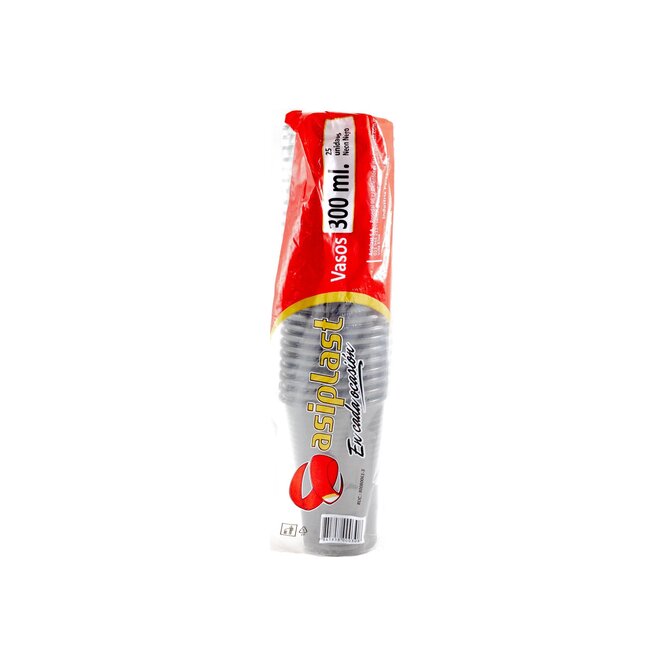 Vaso descartable neón negro 300 ml Asiplast 25 unidades