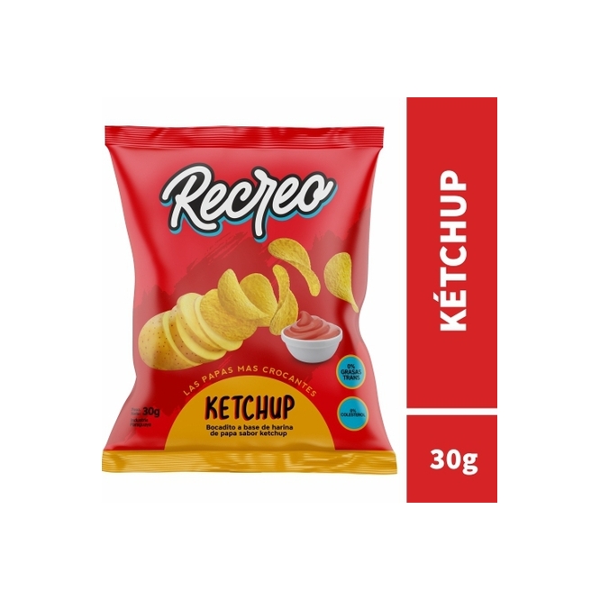 Papa frita sabor kétchup paquete Recreo 30 gramos