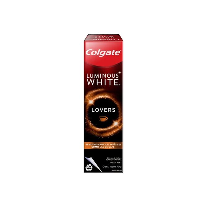 Crema dental blanqueamiento luminous white lovers café Colgate 70 gramos