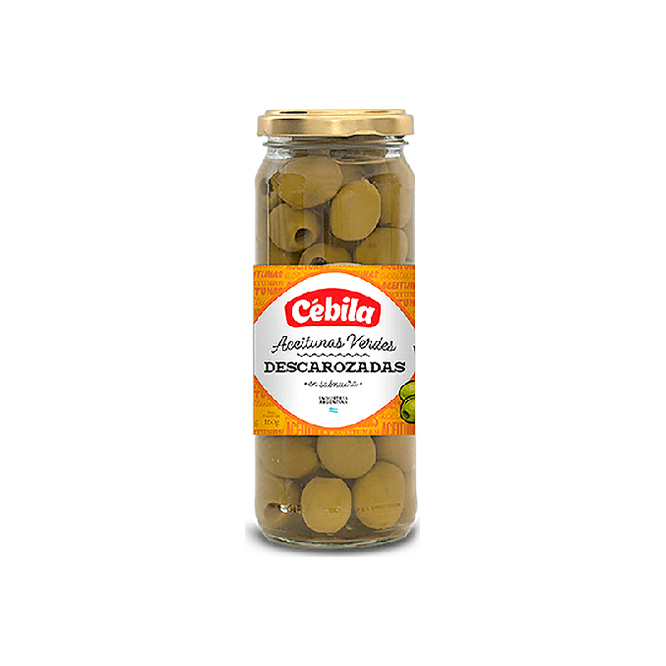 Aceituna Verde descarozada en frasco Cebila 160 gramos