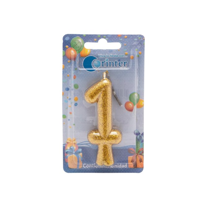 Vela de cumpleaños tubular N° 1 Corinter 1 unidad