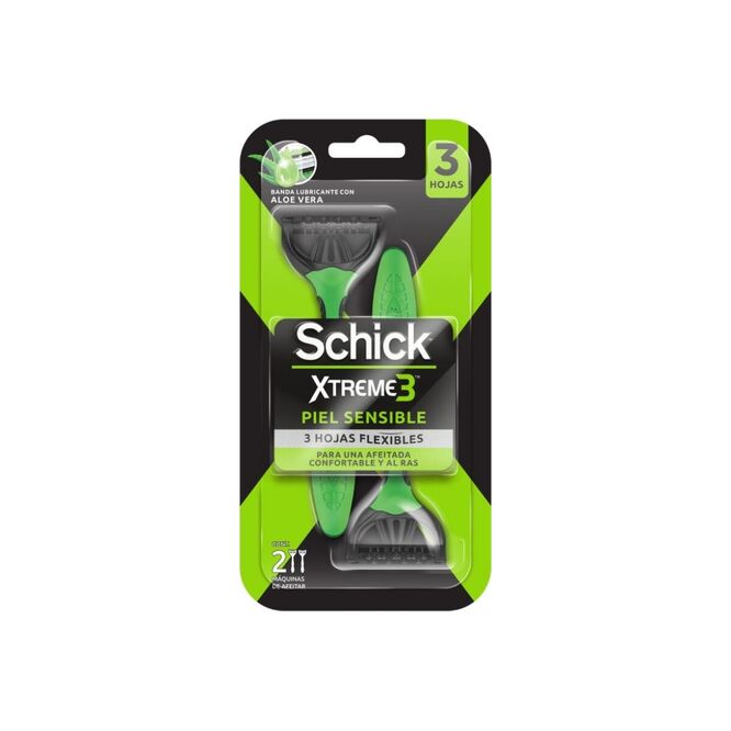 Máquina de afeitar desechable piel sensible confort en paquete Schick Xtreme 2 unidades