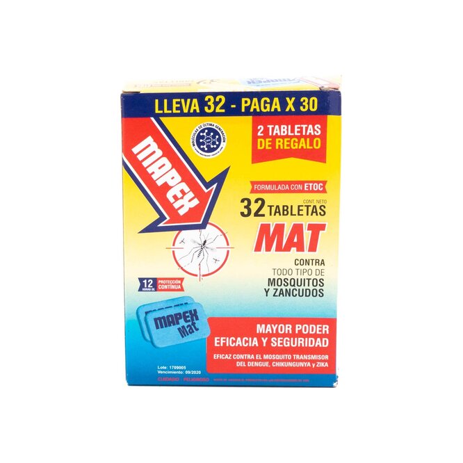 Tabletas Mata Mosquitos en caja Mapex 32 unidades