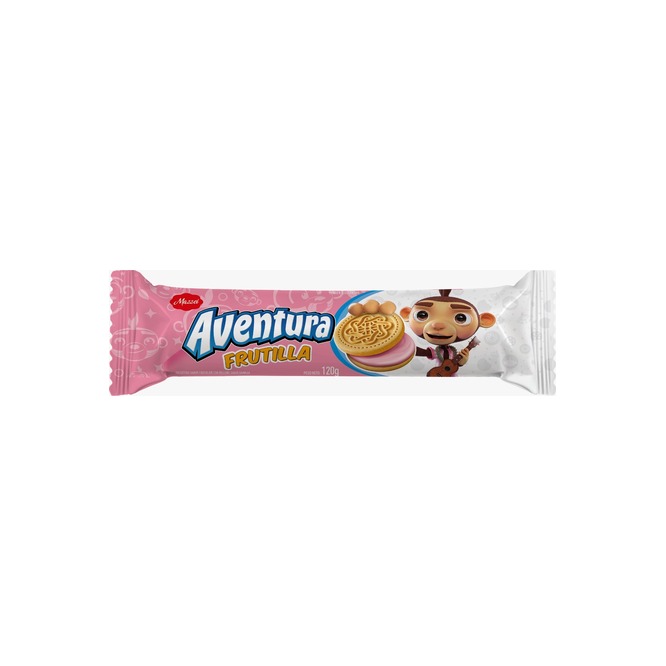 Galletitas rellenas sabor frutilla paquete Aventura Mazzei 120 gramos