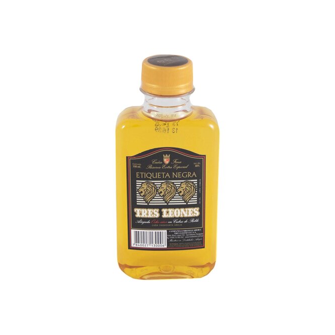 Caña etiqueta negra botella descartable Tres leones 190 ml