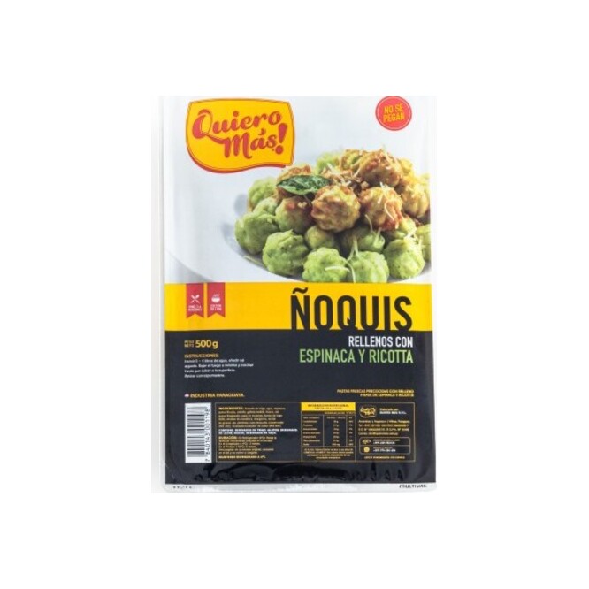 Ñoquis rellenos con espinaca y ricota Quiero Más 500 gramos