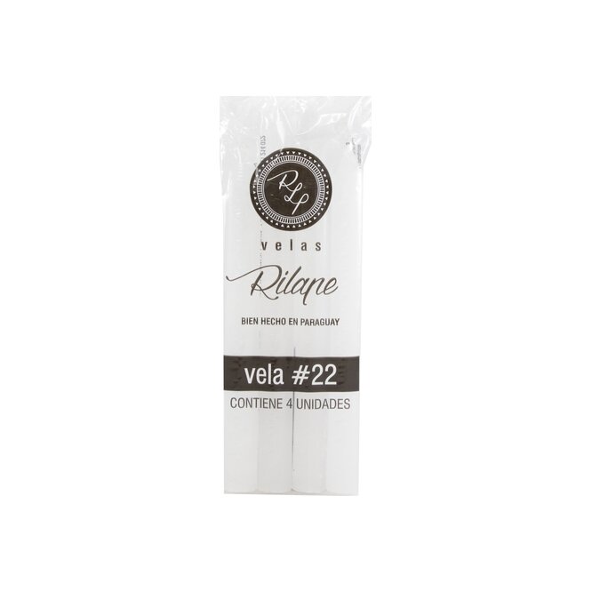 Velas color blanco Nro 22 en paquete Rilape 4 unidades