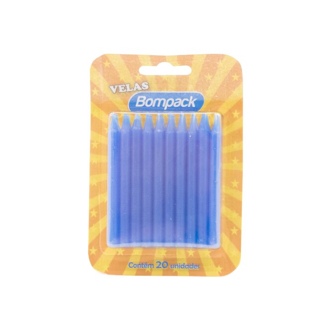 Velas Finas Color Azul Bompack 20 unidades