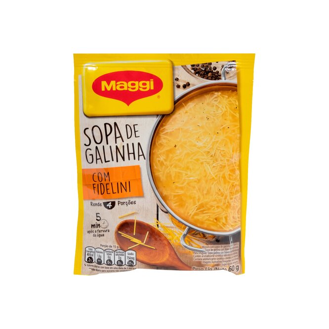 Sopa de gallina con fideo deshidratada paquete Maggi 60 gramos