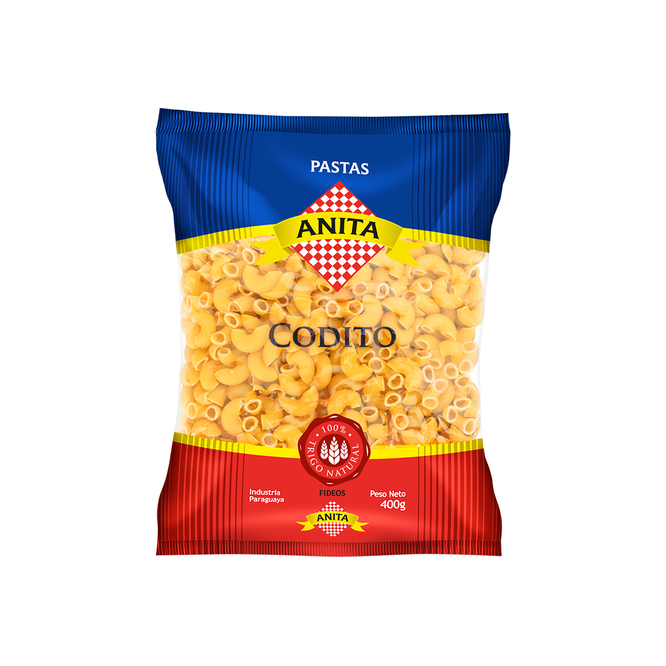 Fideo codito paquete Anita 400 gramos