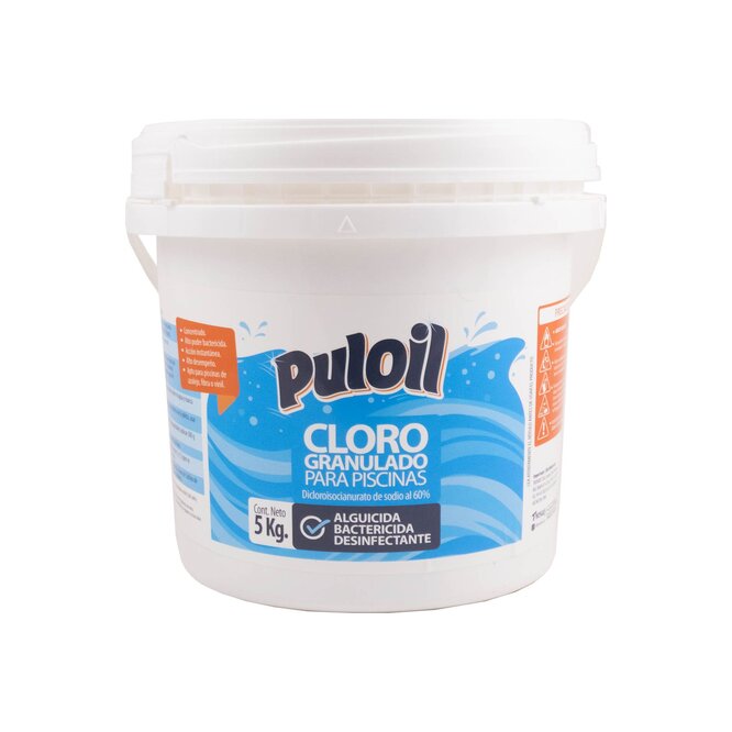 Cloro granulado para piscinas en balde Puloil 5 Kilos
