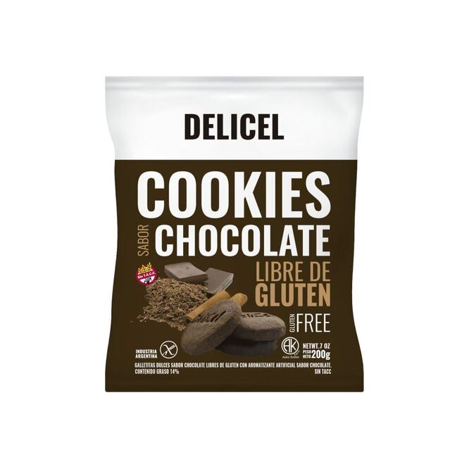 Galletitas De chocolate sin gluten Delicel 150 gramos