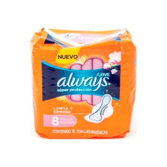 Toalla higiénica con alas paquete Always 8 unidades