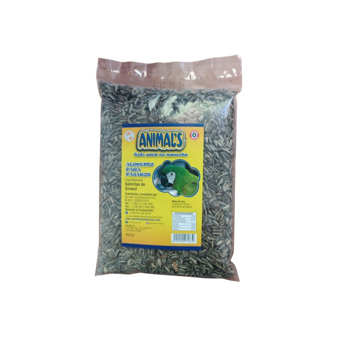 Alimento para ave ingrediente semilla de girasol Animals 800 gramos