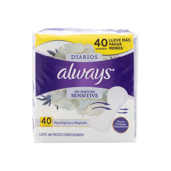 PROTECTORES DIARIOS SENSITIVE ALWAYS 40U