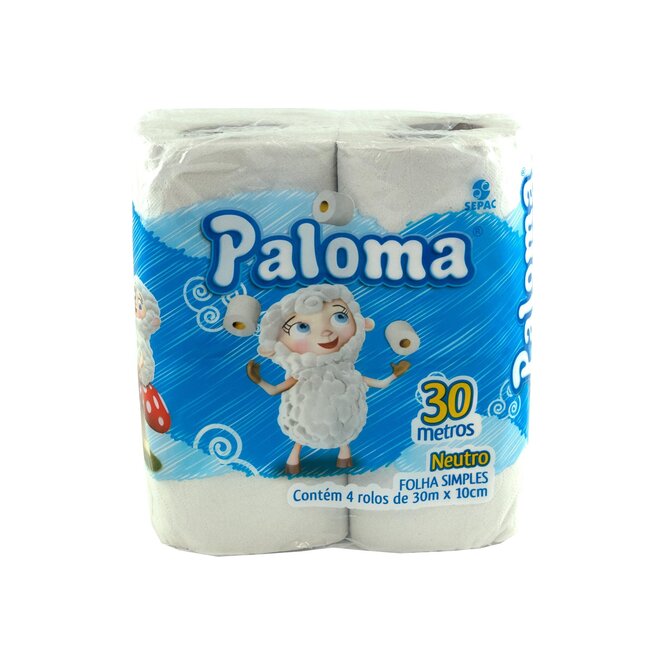 Papel Higiénico Neutro 30 metros Paloma 4 unidades