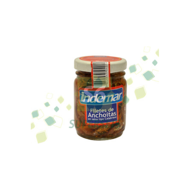 Filetes de anchoítas en salsa calabresa lata Indemar 90 gramos