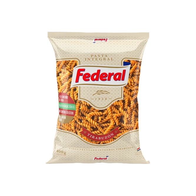 Fideo integral tirabuzón paquete Federal 400 gramos