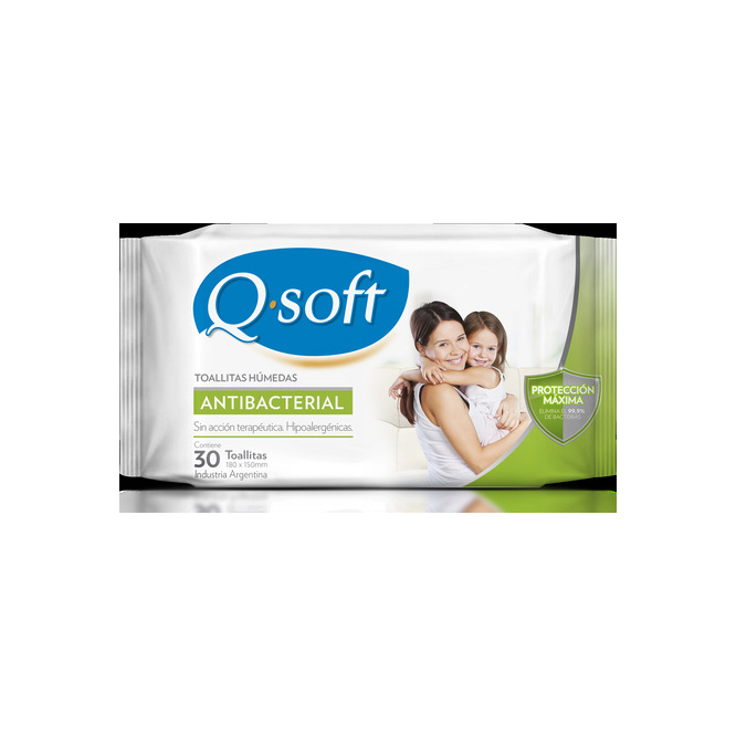 Toallitas húmedas antibacterial Qsoft 30 unidades