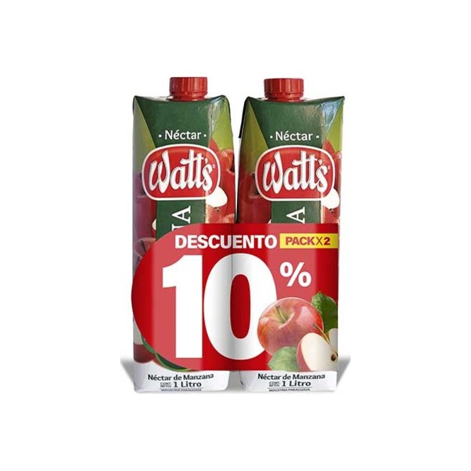 Jugo sabor manzana tetra pack 2 unidades Watts 1 litro