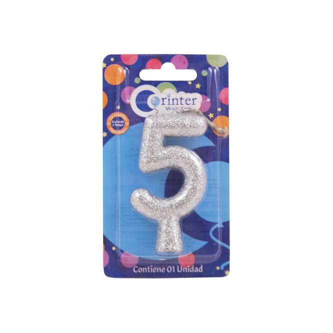 Vela tubular plata N° 5 Corinter 1 unidad