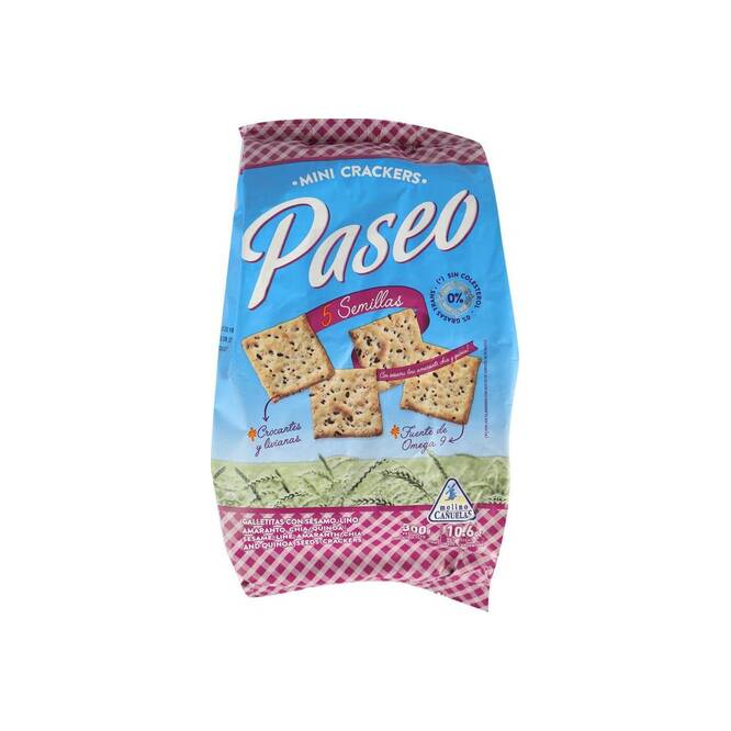 Galletitas con 5 semillas en bolsa Paseo 300 gramos