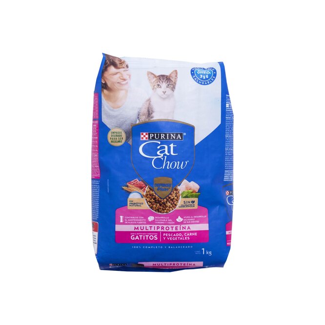 Alimento para gatitos sabor pescado carne y vegetales Cat Chow 1 kilo