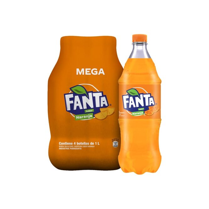 Gaseosa sabor naranja mega pack 4 unidades Fanta 1 litro