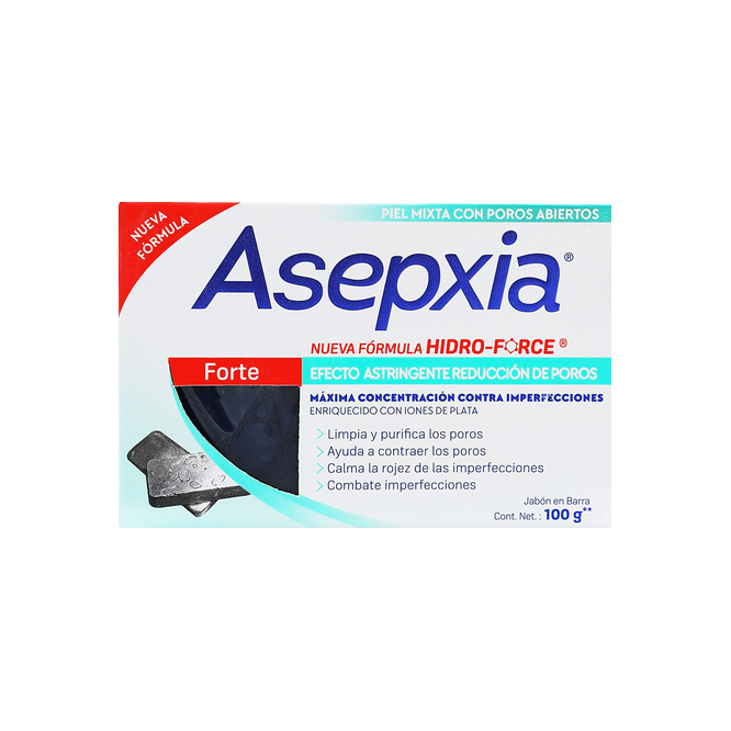 Jabón facial forte en caja Asepxia 100 gramos