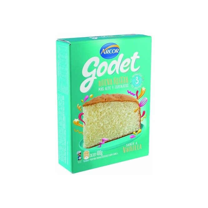 Polvo para bizcochuelo sabor vainilla godet Arcor 480 gramos