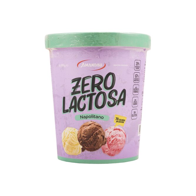 Helado napolitano zero lactosa Amandau 650 gramos