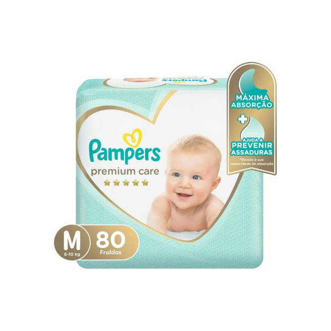 Pañales premium care desechables m Pampers 80 unidades
