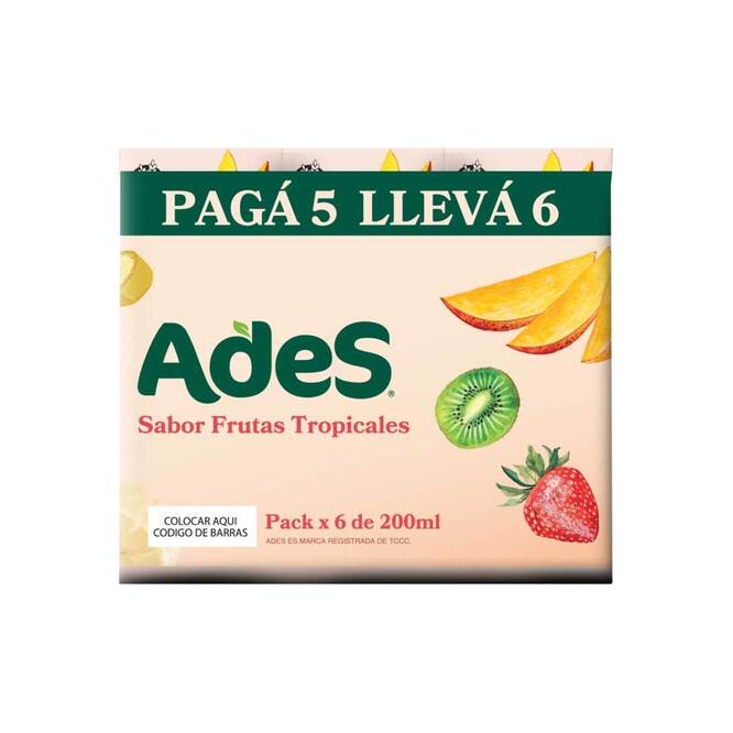 Jugo líquido sabor frutas tropicales pack 6 unidades Ades 200 ml