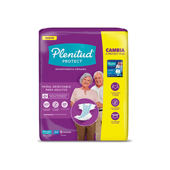 Pañales desechables para Adultos tamaño XG Plenitud 8 unidades