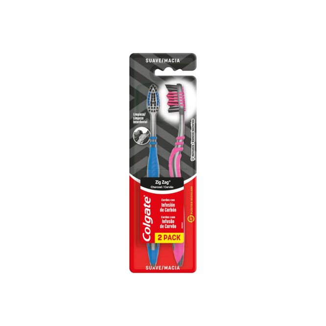 Cepillo de dientes zigzag carbón Colgate 2 unidades