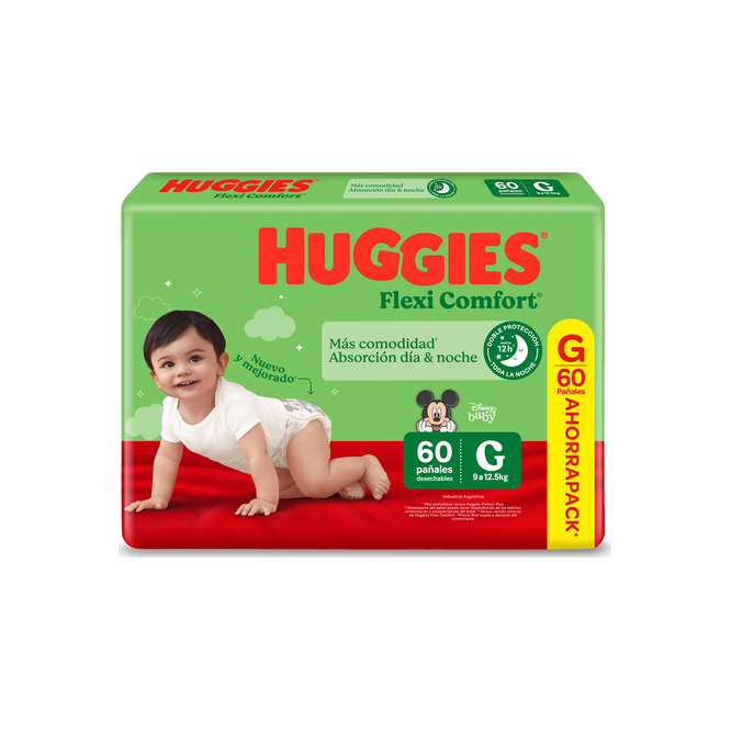 Pañal desechable tamaño G Huggies 60 unidades