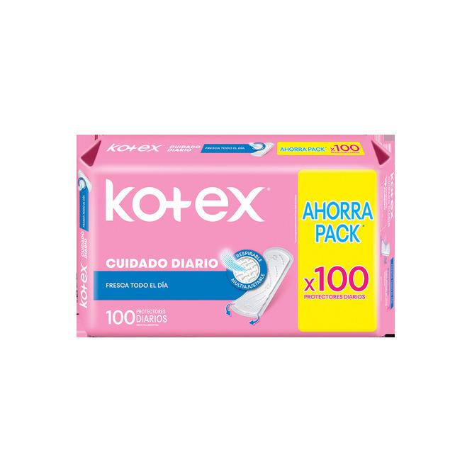 Protector Diario Femenino en paquete Kotex 100 unidades