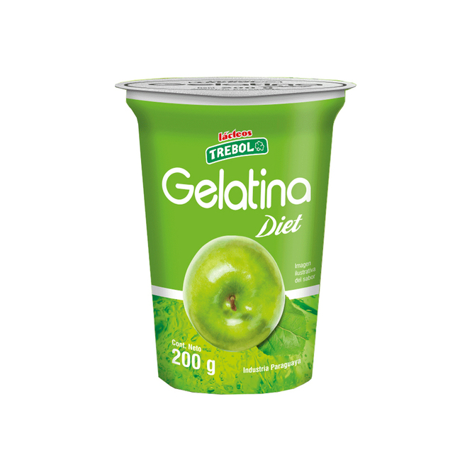 Gelatina sabor manzana verde pote Trébol 200 gramos