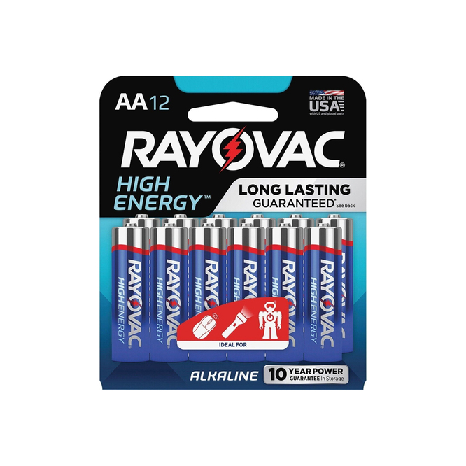 Pilas alcalinas tipo AA Rayovac 12 Unidades
