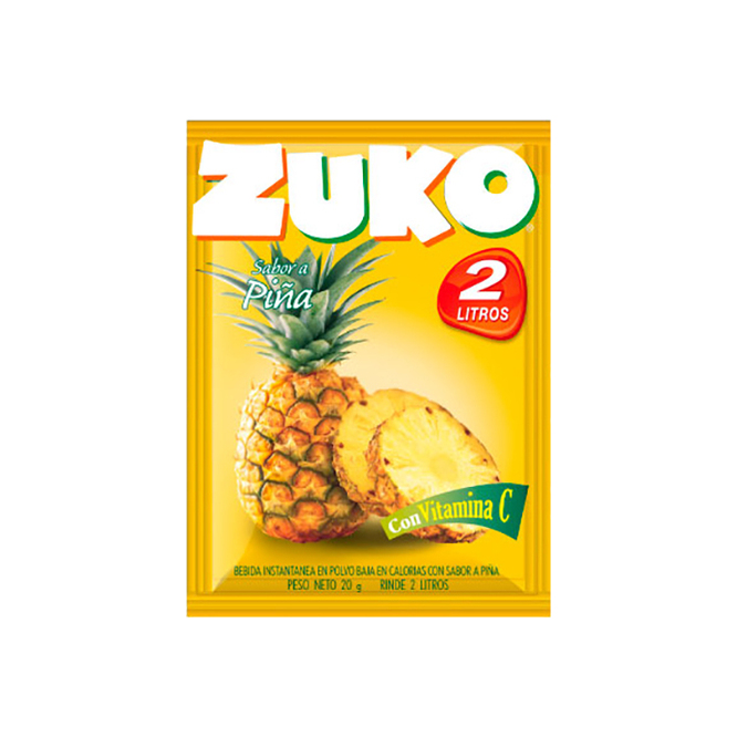 Jugo en polvo sabor piña en sobre Zuko 20 gramos