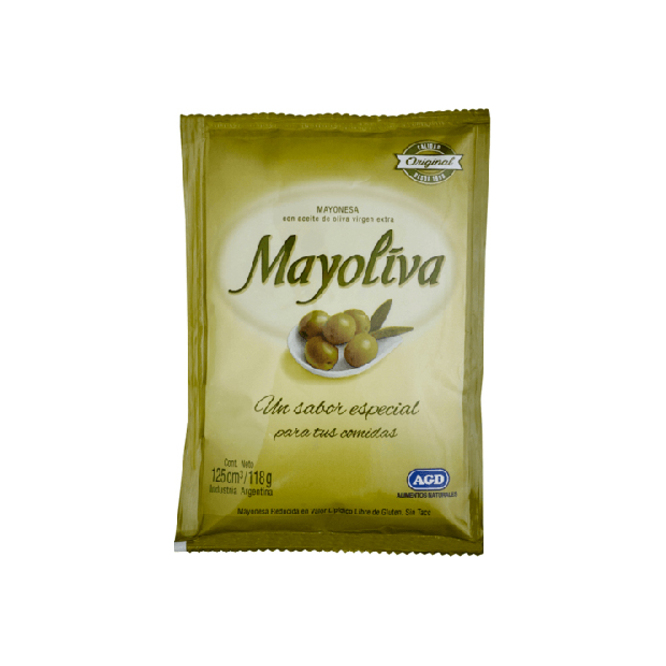 Mayonesa con aceite de oliva en sachet Mayoliva 125 gramos