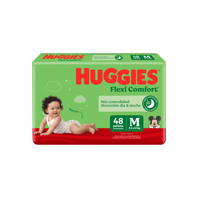 Pañales desechables flexi confort tamaño M/2 Huggies 48 unidades
