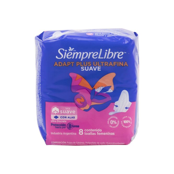 Toalla femenina ultrafina suave Siempre Libre 8 unidades